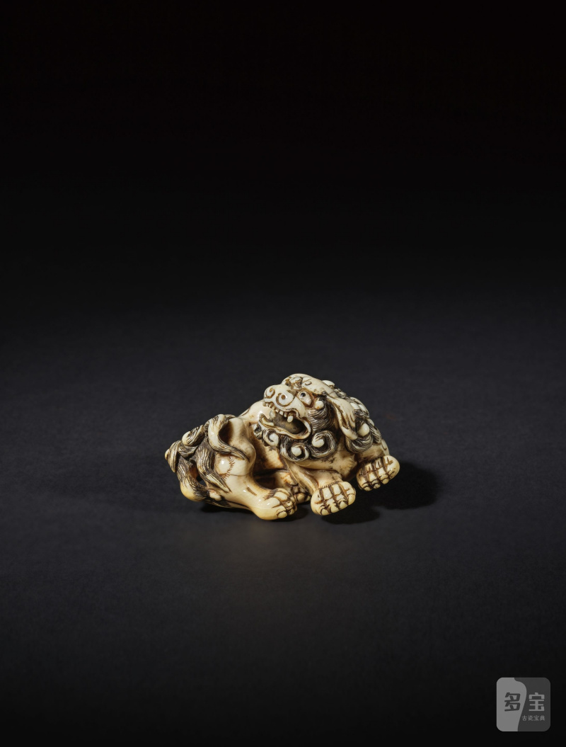 象牙彫根付 獅子（口遊玉含） 無銘 18世紀後期 | NETSUKE EN IVOIRE REPRÉSENTANT UN SHISHI - 图7